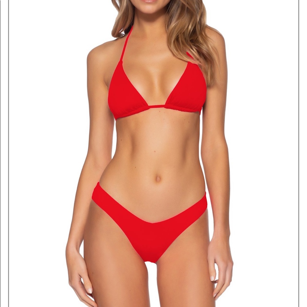 Flame Ruched Hipster Bikini Bottom & triangle top